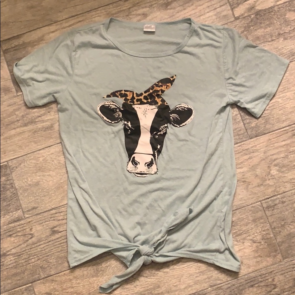 Heifer short sleeve tie front tee
